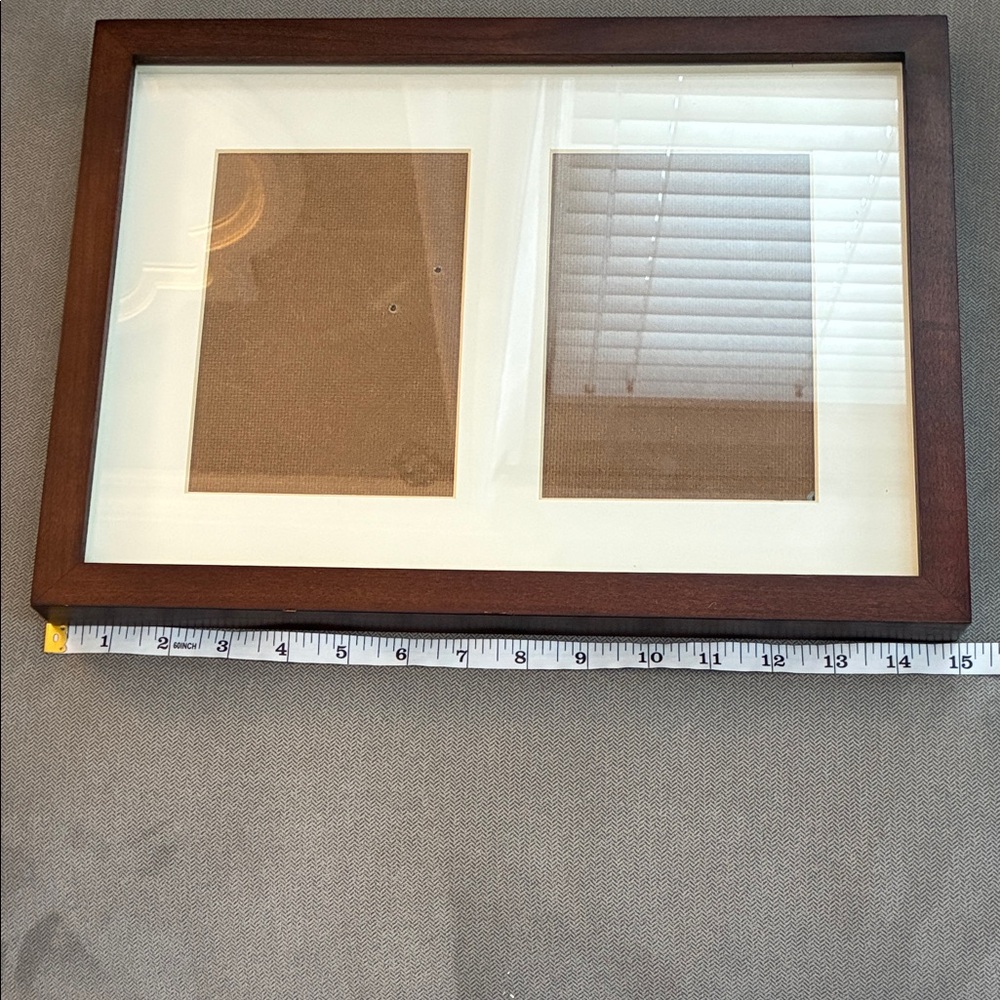 Pottery Barn Rich Mahogany Wooden Dual Photo Frame 15”x11” - Picture 7 of 8